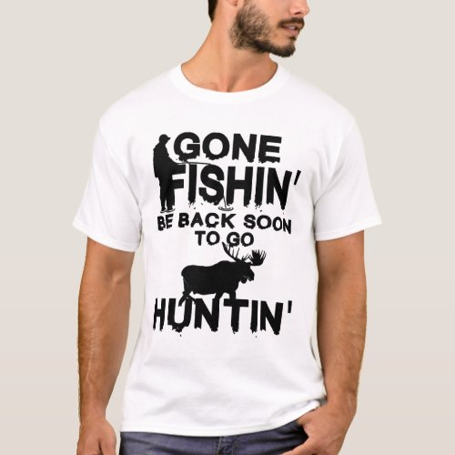 Fishing gone fishing rod fish fishing line T_Shirt