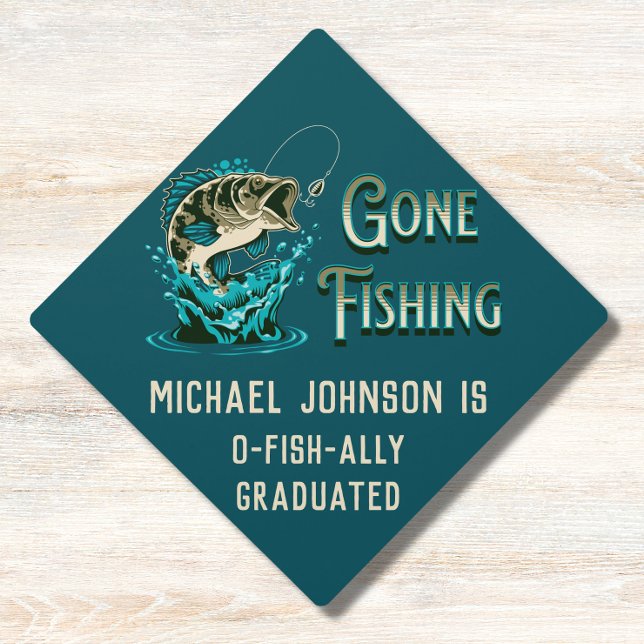 Fishing Graduation - Gone Fishing Graduation Cap T (Creator Uploaded)