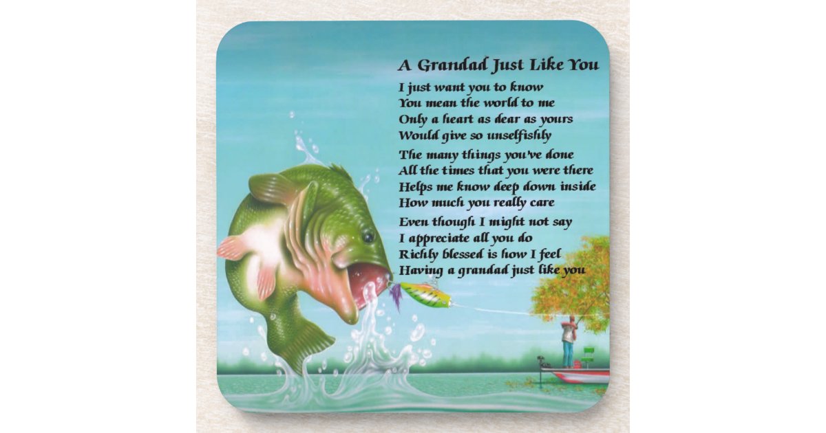 Fishing - Grandad Poem Drink Coaster
