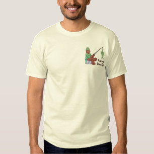 Fishing Grandpa Bear Embroidered T-Shirt