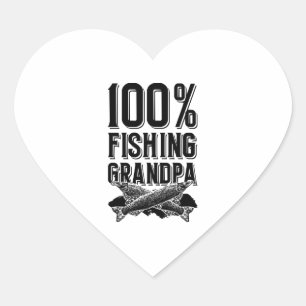 Fishing grandpa fishing heart sticker