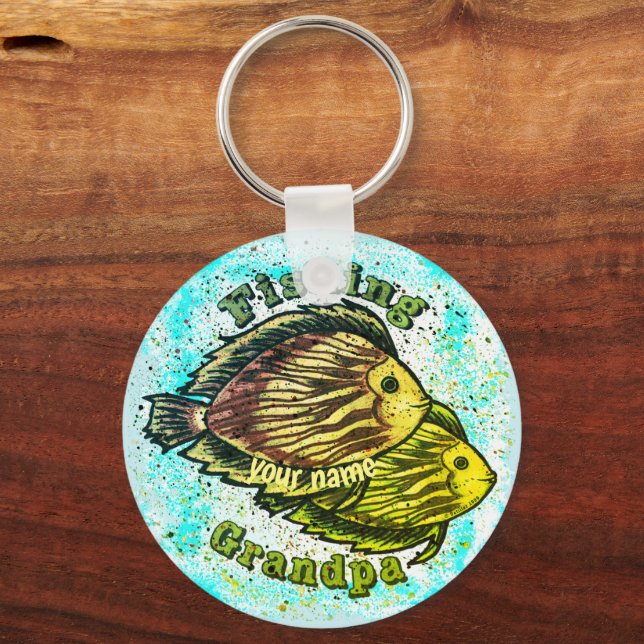 Fishing Grandpa  keychain (Front)