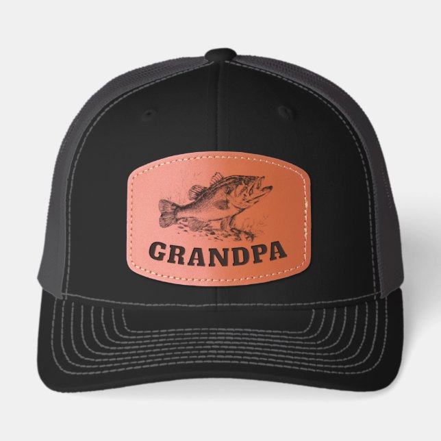 Fishing Grandpa Leather Patch Hat (Front)