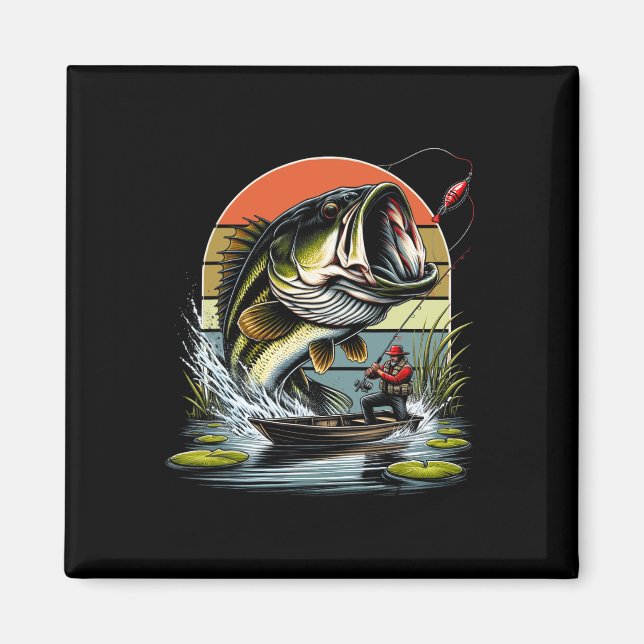Fishing Graphic Large Mouth B Fish  Magnet (Front)