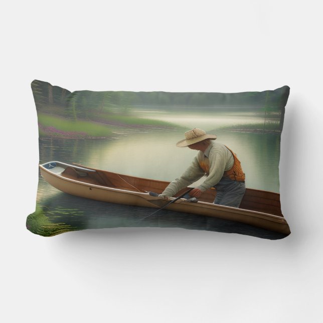 Fishing Graphic Lumbar Pillow (Front)