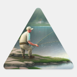 Fishing Graphic Triangle Sticker