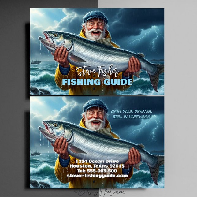 Fishing Guide Big Fish Catch Ocean Business Card (Creator Uploaded)