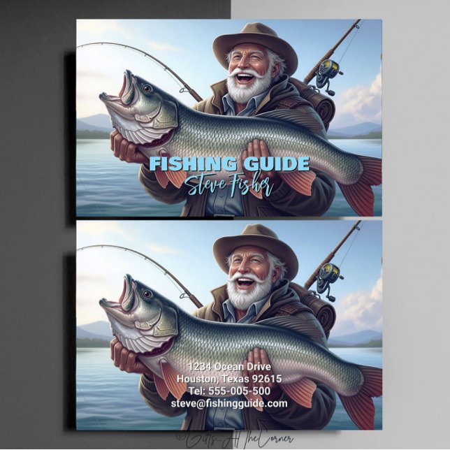 Fishing Guide Fisherman Fish Lake Ocean Business Card (Creator Uploaded)