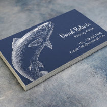 Fishing Guide Professional Fisherman Navy Blue Business Card