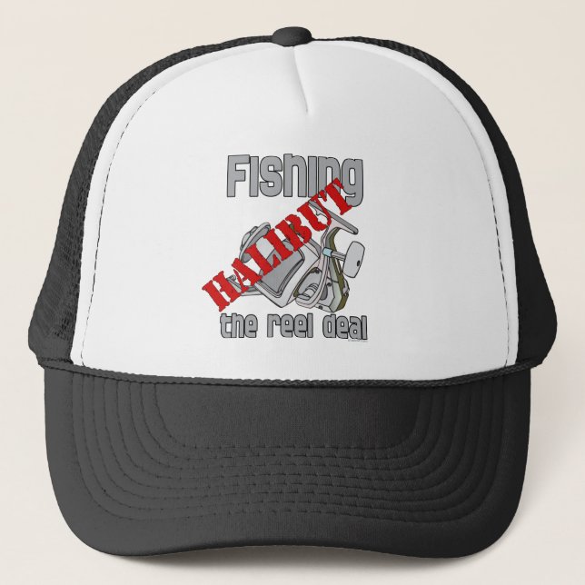 Fishing Halibut The Reel Deal Fishing Trucker Hat (Front)