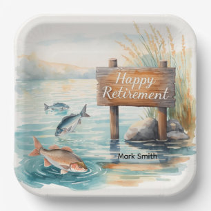 Fishing happy retirement for Anglers Paper Plates