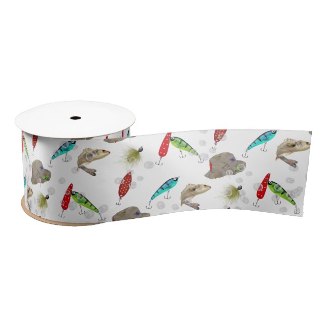 Fishing Hats and Lures with Bubbles Satin Ribbon (Spool)