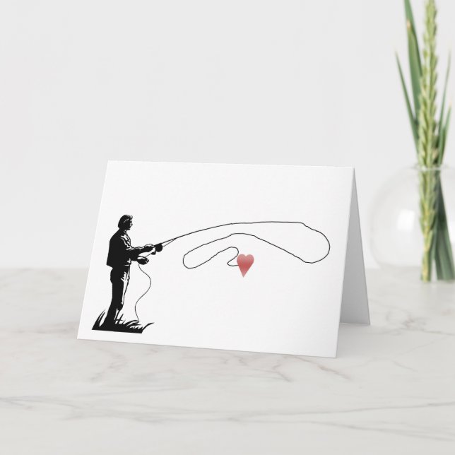 Fishing Heart Be Mine Valentine Card (Front)