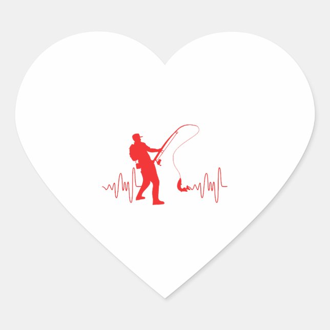 Fishing Heartbeat Fisherman Fishing Lovers Fish Heart Sticker (Front)