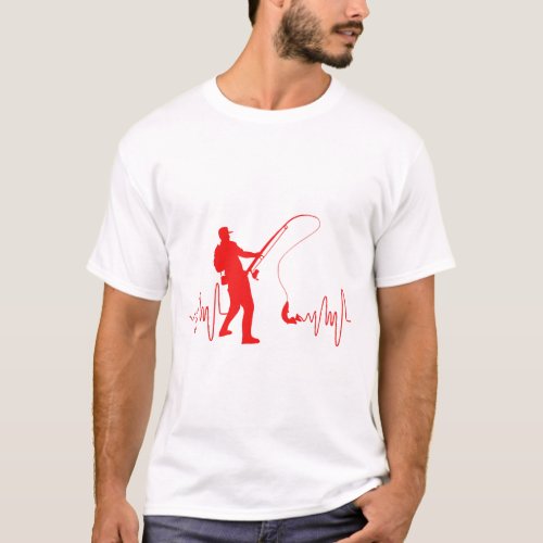 Fishing Heartbeat Fisherman Fishing Lovers Fish T_Shirt