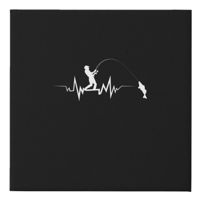 Fishing Heartbeat Funny Design For Fisherman Faux Canvas Print (Front)