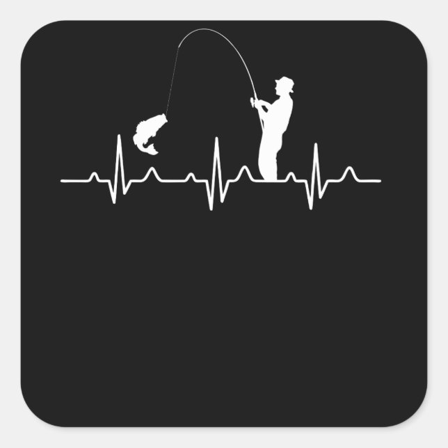 Fishing Heartbeat Square Sticker (Front)