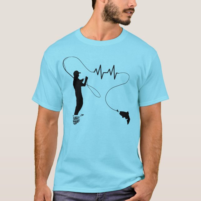 Fishing Heartbeat Trout Fly Fishing Man T-Shirt (Front)