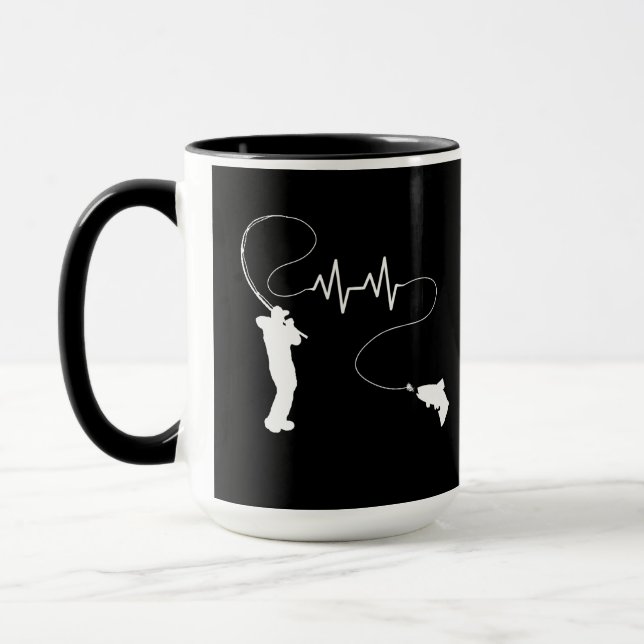 Fishing Heartbeat Trout Fly Fishing Mug (Left)
