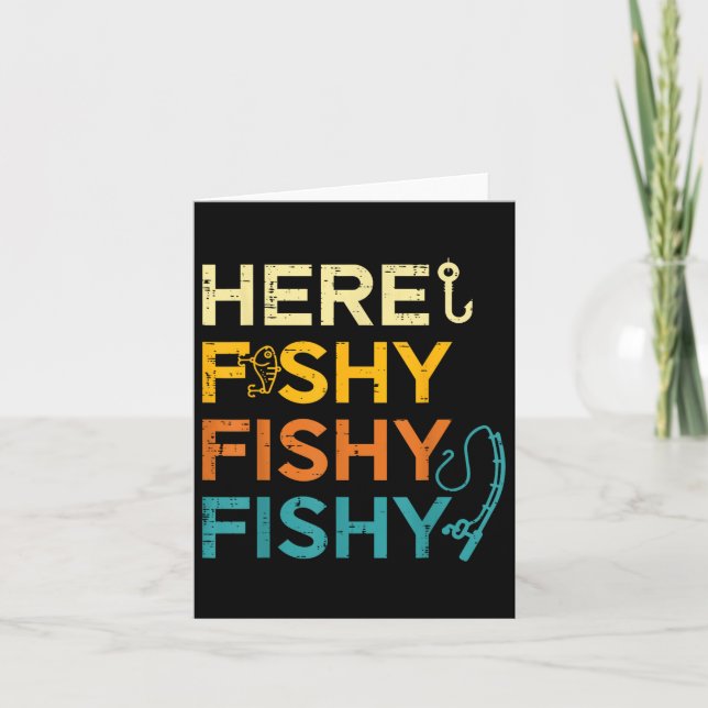 Fishing Here Fishy Retro Fish Lover Fisherman Men  Card (Front)