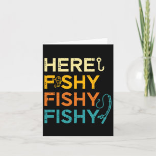 Fishing Here Fishy Retro Fish Lover Fisherman Men Card