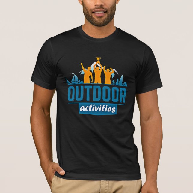 Fishing Hiking Camping ... Outdoor Activity Logo T-Shirt (Front)