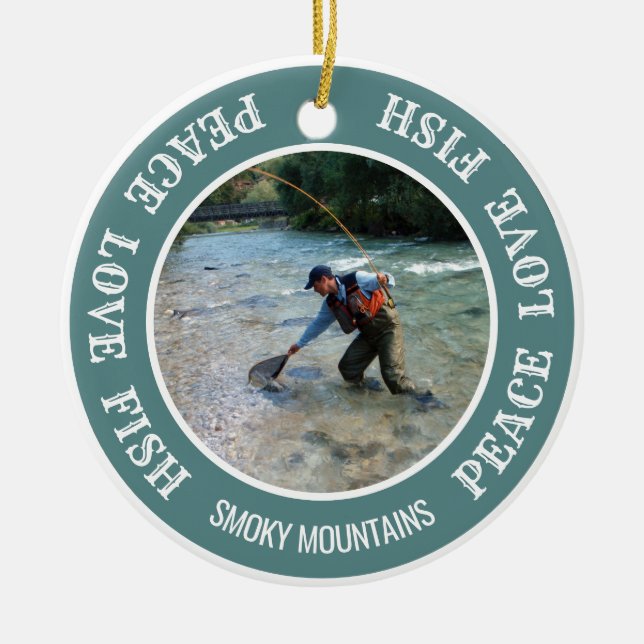 Fishing Holiday Custom Your Photo Ceramic Ornament (Front)