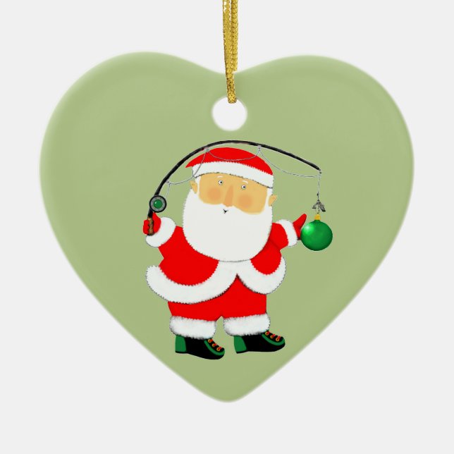 Fishing Holiday Gift Ceramic Ornament (Front)
