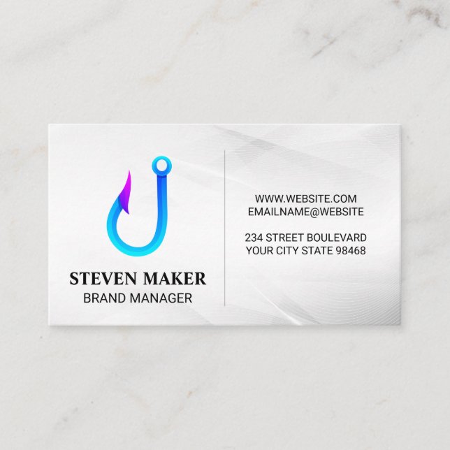 Fishing Hook Logo Business Card (Front)