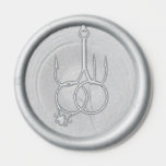 Fishing Hook Wedding Rings Wax Seal Sticker<br><div class="desc">The perfect finishing touch to your fishing themed wedding invitations. Hooked on love wax seal stickers,  featuring a fishing hook with wedding rings dangling together. Use to seal,  secure or hang all of your wedding stationery projects.</div>