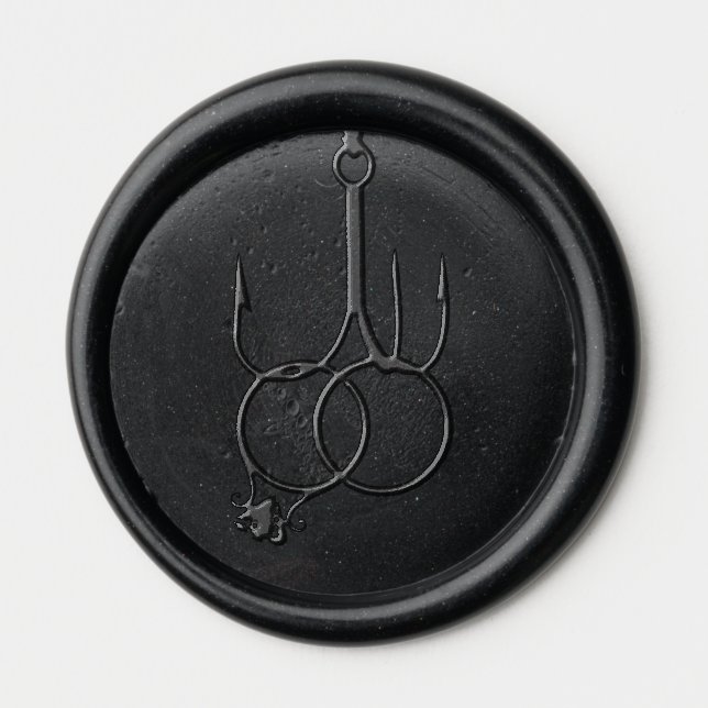 Fishing Hook Wedding Rings Wax Seal Sticker (Front)