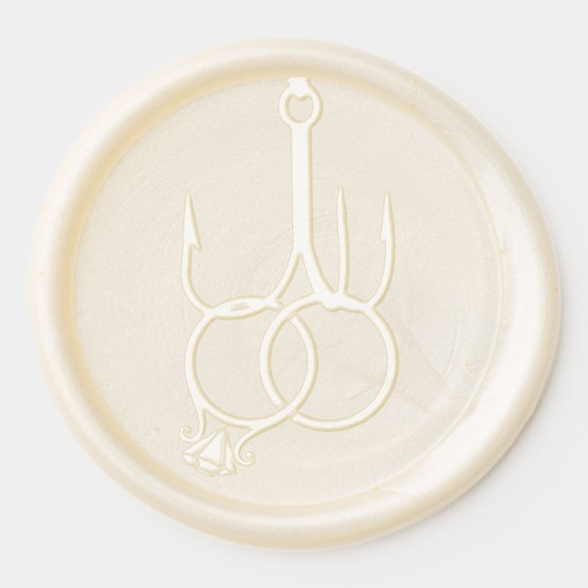 Fishing Hook Wedding Rings Wax Seal Sticker (Front)