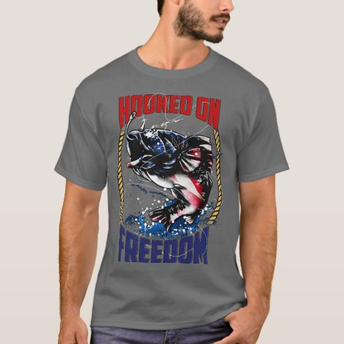 Fishing Hooked On Freedom USA 4th of July T_Shirt