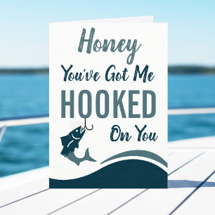 Fishing Hooked on You Funny Happy Birthday Card