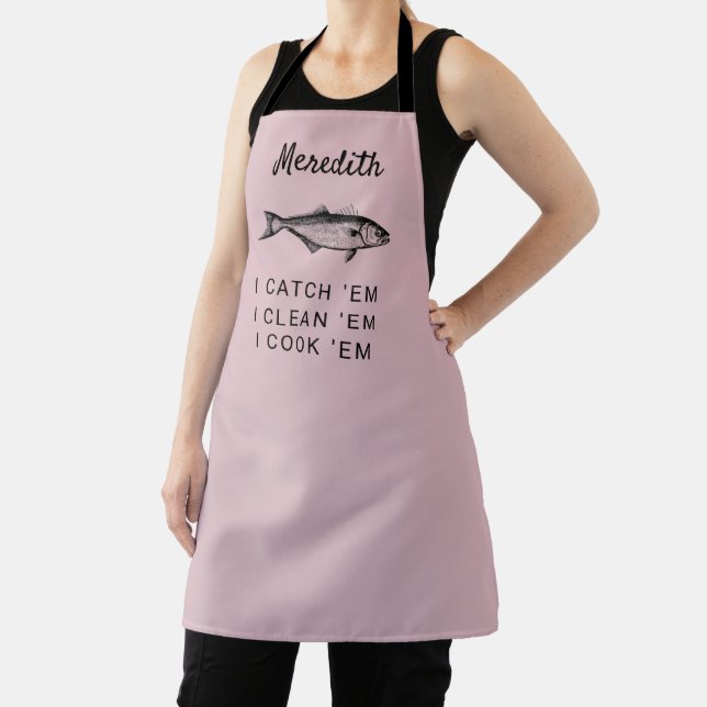 Fishing Humor Personalized Fisherwoman Gift Apron (Insitu)