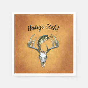 Fishing Hunting 50th Birthday Party Napkins
