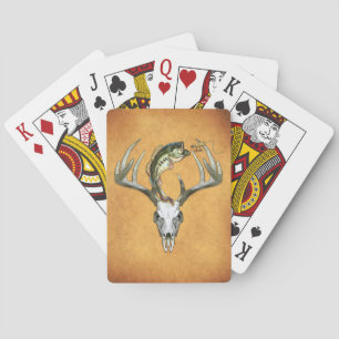 Fishing Hunting Bass Deer Skull Poker Cards