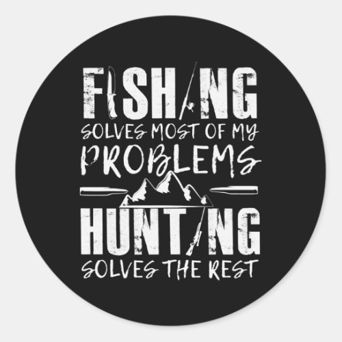 Fishing Hunting Fisher Catching Fish Hunter Classic Round Sticker