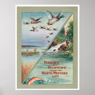 Fishing Hunting North Western Travel Ad Print Post