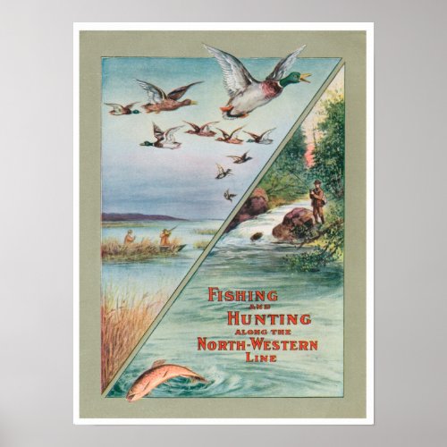Fishing Hunting North Western Travel Ad Print Post