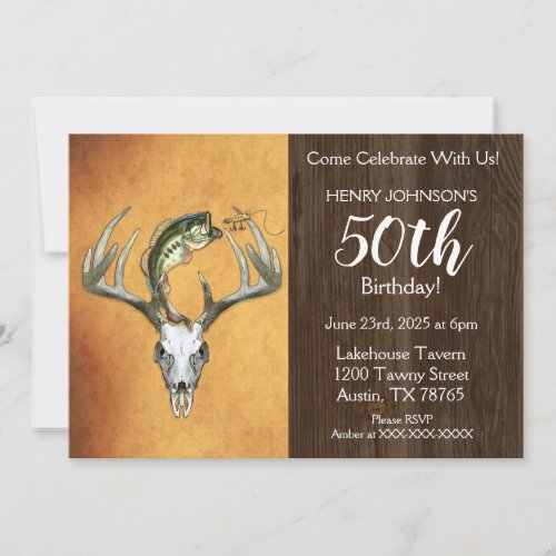 Fishing Hunting Theme 50th Birthday Party Invitation