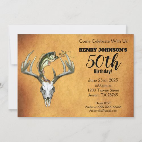 Fishing Hunting Theme 50th Birthday Party Invitation