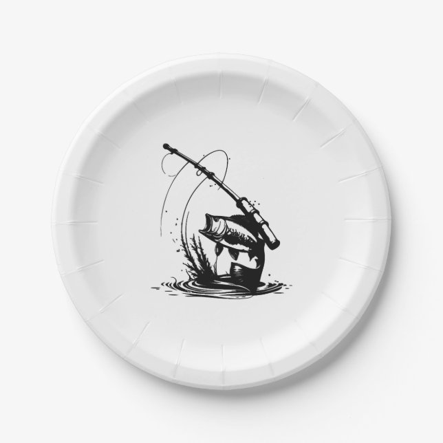Fishing Icon Fish Fishing Paper Plates (Front)