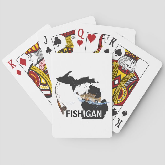 Fishing in Michigan graphic Poker Cards (Back)