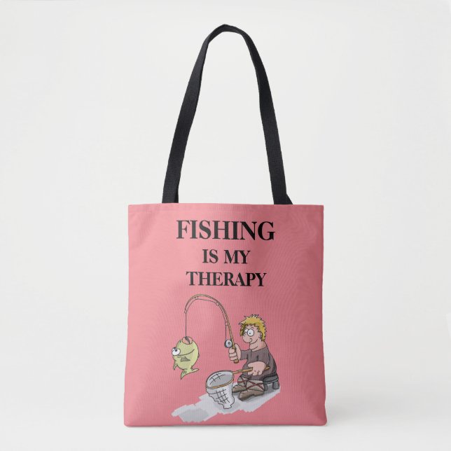 Fishing in my therapy design tote bag (Front)