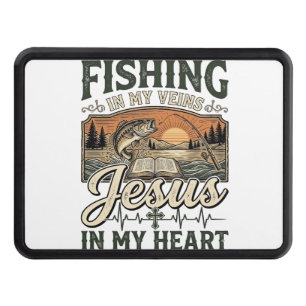 Fishing In My Veins Jesus In My Heart Vintage Hitch Cover