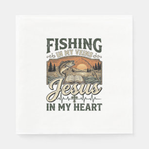 Fishing In My Veins Jesus In My Heart Vintage Napkins