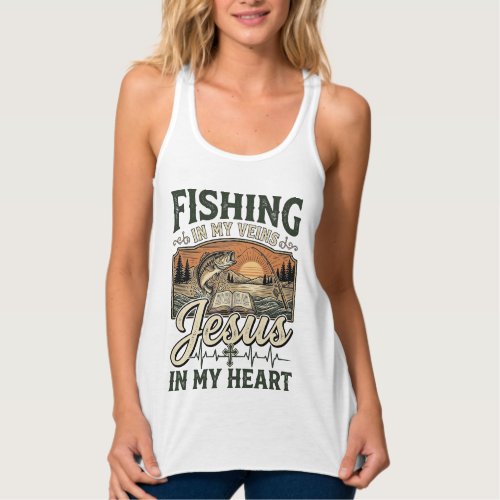 Fishing In My Veins Jesus In My Heart Vintage Tank Top