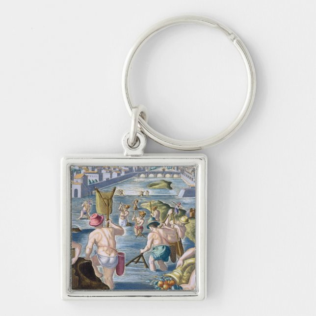 Fishing in Shallow Waters Using Nets, plate 96 fro Keychain (Front)