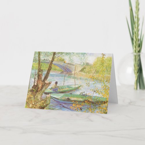 Fishing in Spring by Vincent van Gogh Christmas Holiday Card